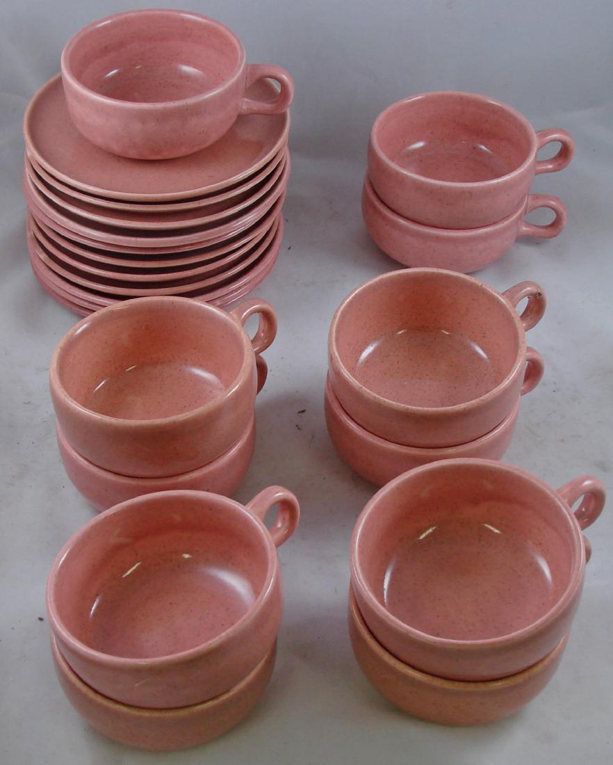 (11) RUSSEL WRIGHT CUPS WITH SAUCERS: (1) cup and saucer have minor crazing; Dia.-6", VG-EX