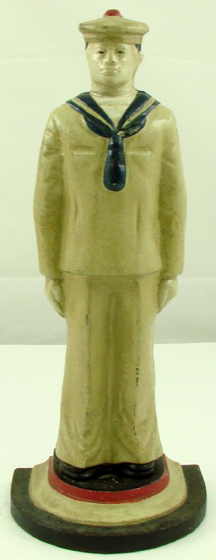 NAVY SAILOR DOORSTOP: Painted cast iron; very minor paint loss; H-13 1/2", VG-EX