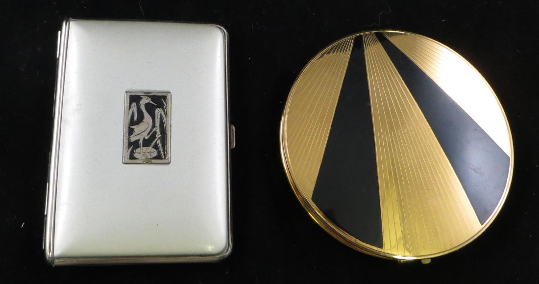 (2) ART DECO COMPACTS: (1) Stratton, (1) Mondaine; normal wear; L-3", VG-EX