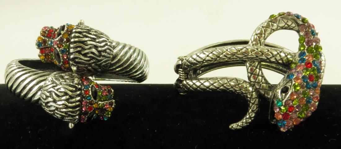 (2) RHINESTONE & SILVERTONE ANIMAL FORM BRACELETS (1 of 7)