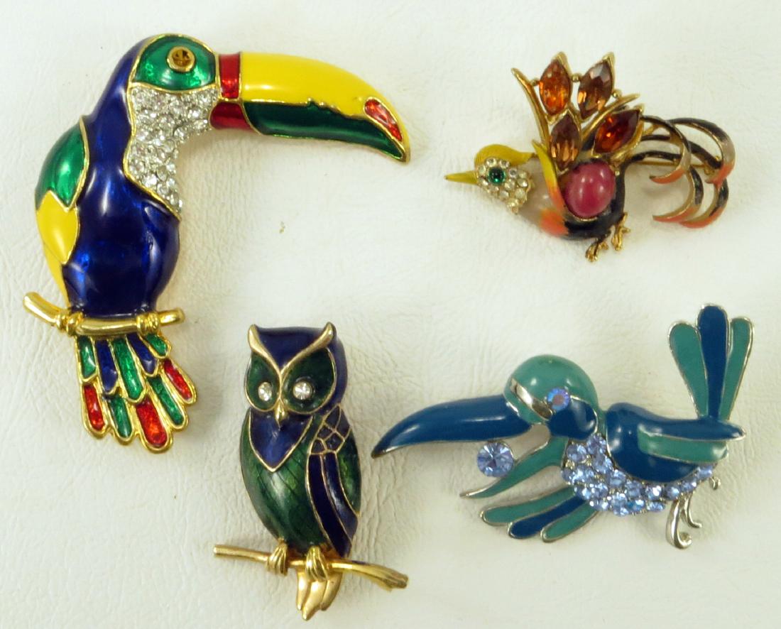 (4) ENAMEL & RHINESTONE COSTUME BIRD PINS (1 of 9)