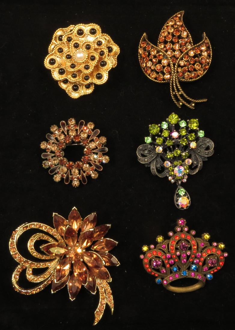 (6) RHINESTONE COSTUME BROOCHES (1 of 12)