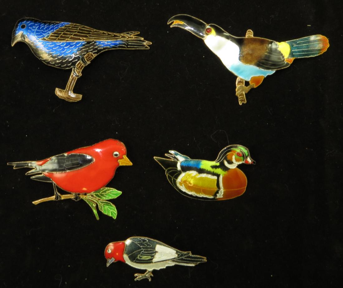 (5) STERLING ENAMELED BIRD PINS (1 of 7)
