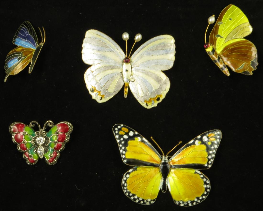 (5) ENAMELED BUTTERFLY PINS (1 of 8)