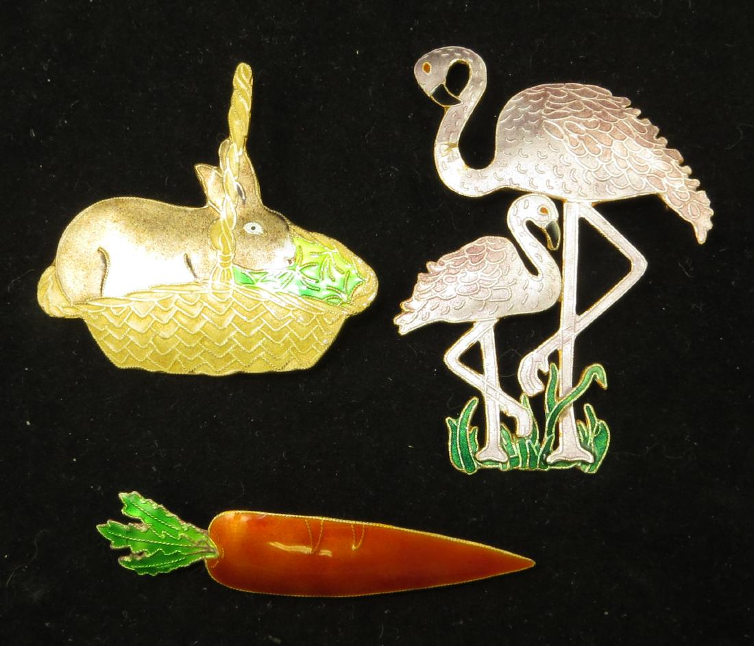 (3) ENAMEL AND STERLING FIGURAL PINS (1 of 6)