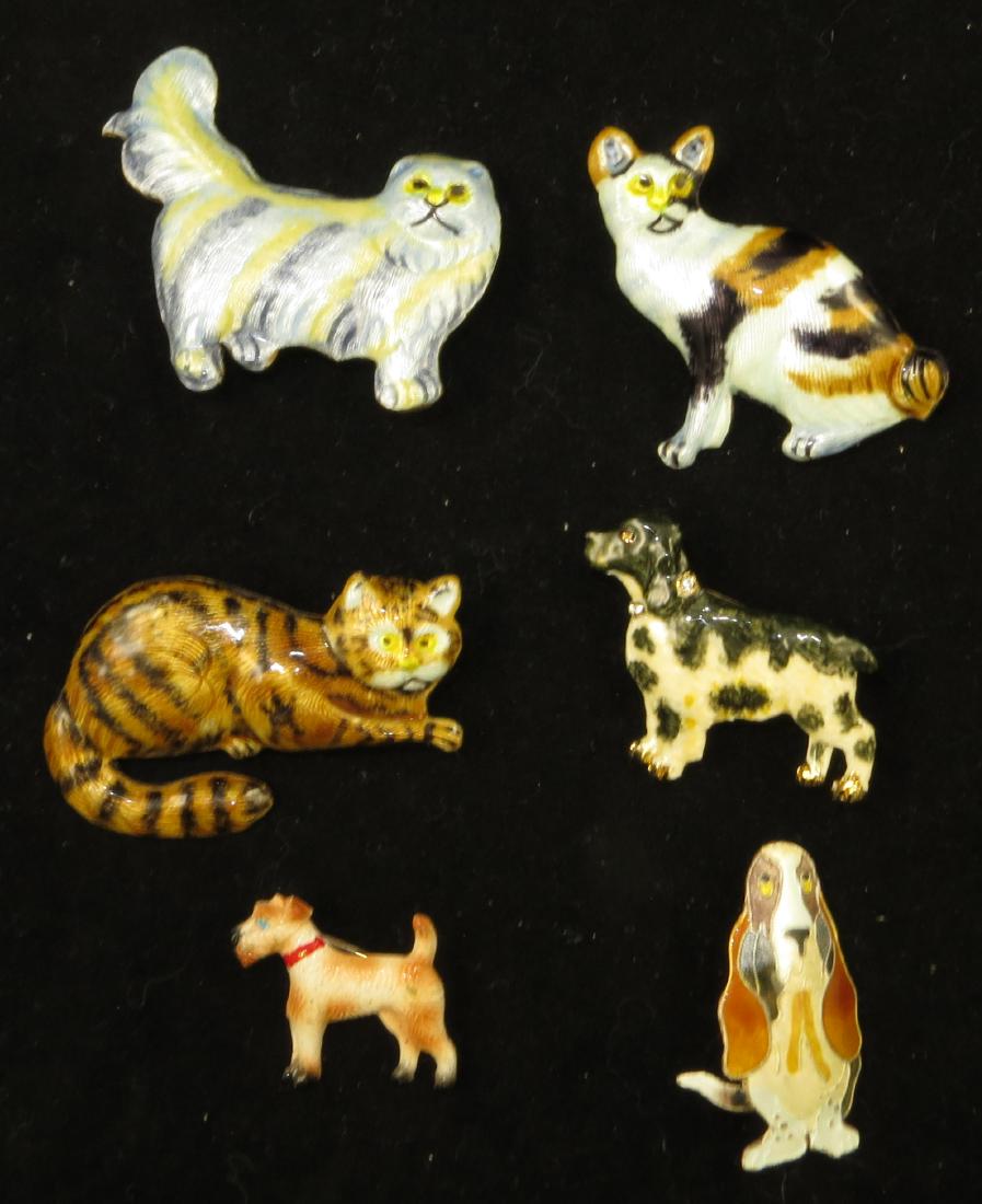 (6) ENAMEL DOG AND CAT PINS (1 of 10)
