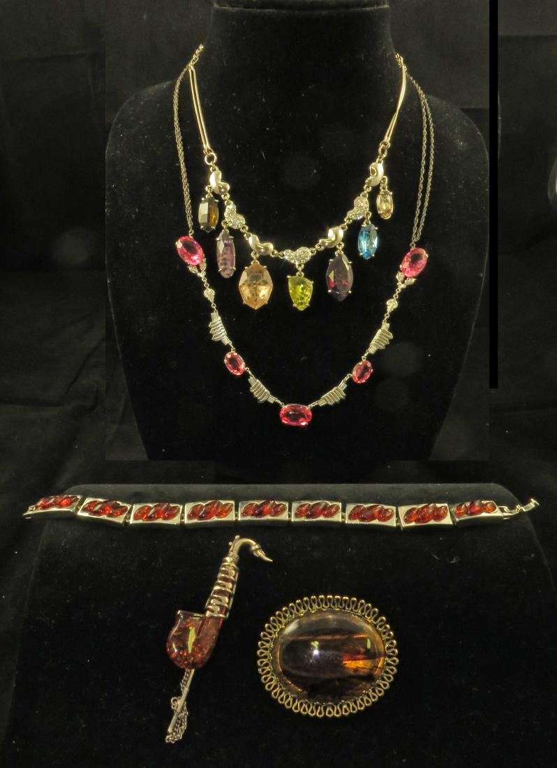 (5) PCS. COSTUME JEWELRY: FAUX AMBER, GEMSTONES (1 of 10)