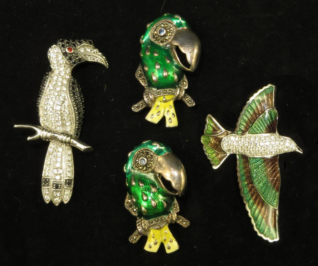 (4) STERLING COSTUME BIRD PINS (1 of 10)