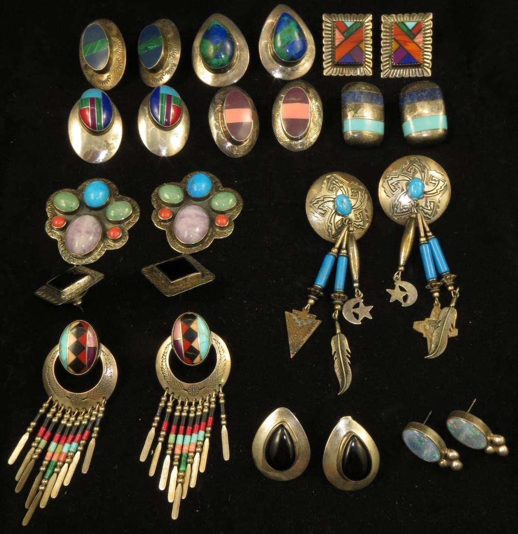 (13) PAIR MEXICAN STERLING EARRINGS (1 of 13)