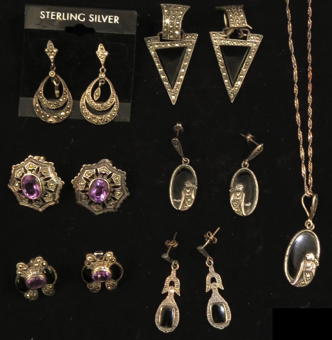 LOT OF STERLING, MARCASITE & ART DECO JEWELRY (1 of 9)