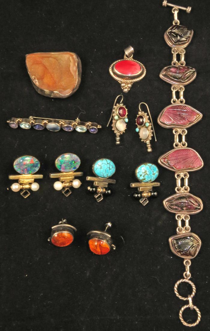 LOT OF STERLING AND GEMSTONE CONTEMPORARY JEWELRY (1 of 20)
