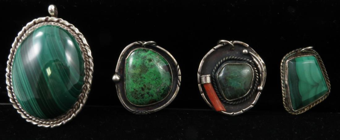 (4) PIECES SILVER SEMI-PRECIOUS STONE PENDANTS (1 of 3)