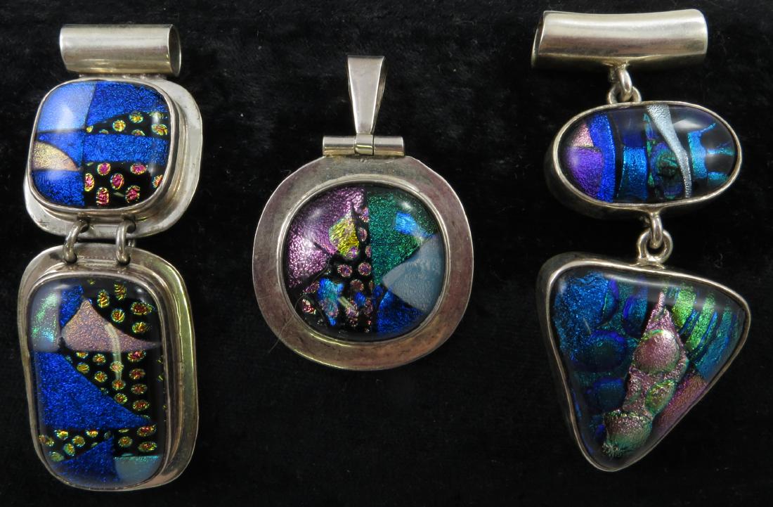 (3) PIECES STERLING & DICHROIC GLASS PENDANTS (1 of 3)