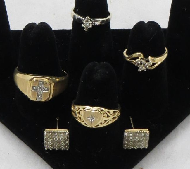 (5) 10K GOLD RINGS & PAIR OF EARRINGS (1 of 11)