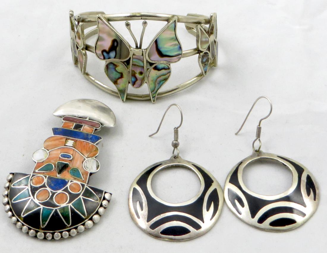 (3) PCS. VINTAGE MEXICAN SILVER JEWELRY (1 of 4)