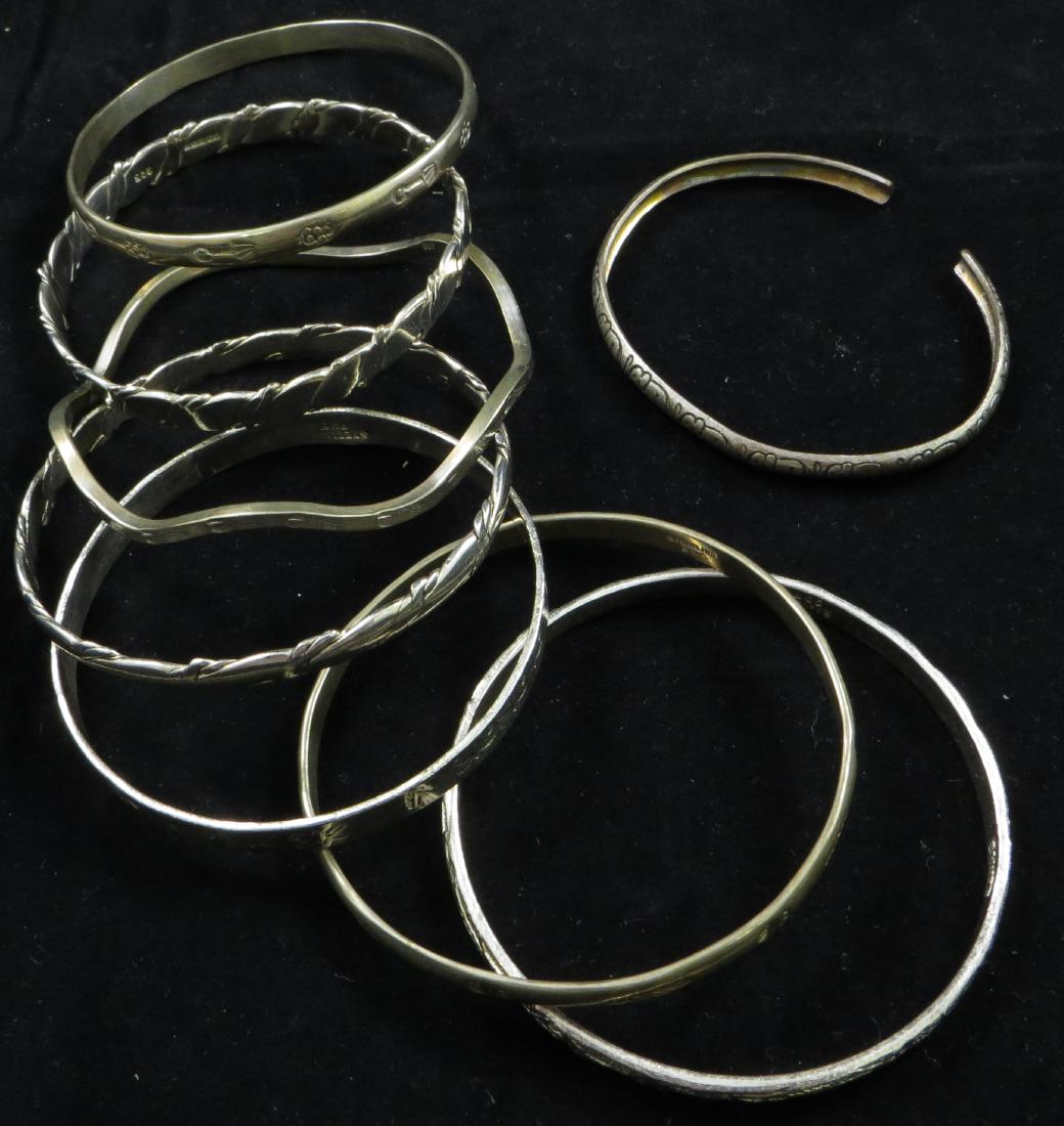 (8) STERLING BANGLE & CUFF BRACELETS; (1 of 3)
