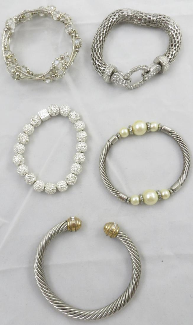 (5) CONTEMPORARY SILVERTONE COSTUME BRACELETS (1 of 10)
