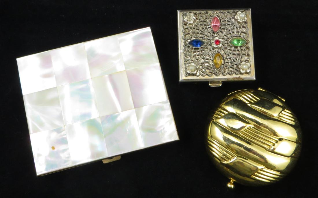 (3) PIECES - COMPACTS and PILL BOX (1 of 16)