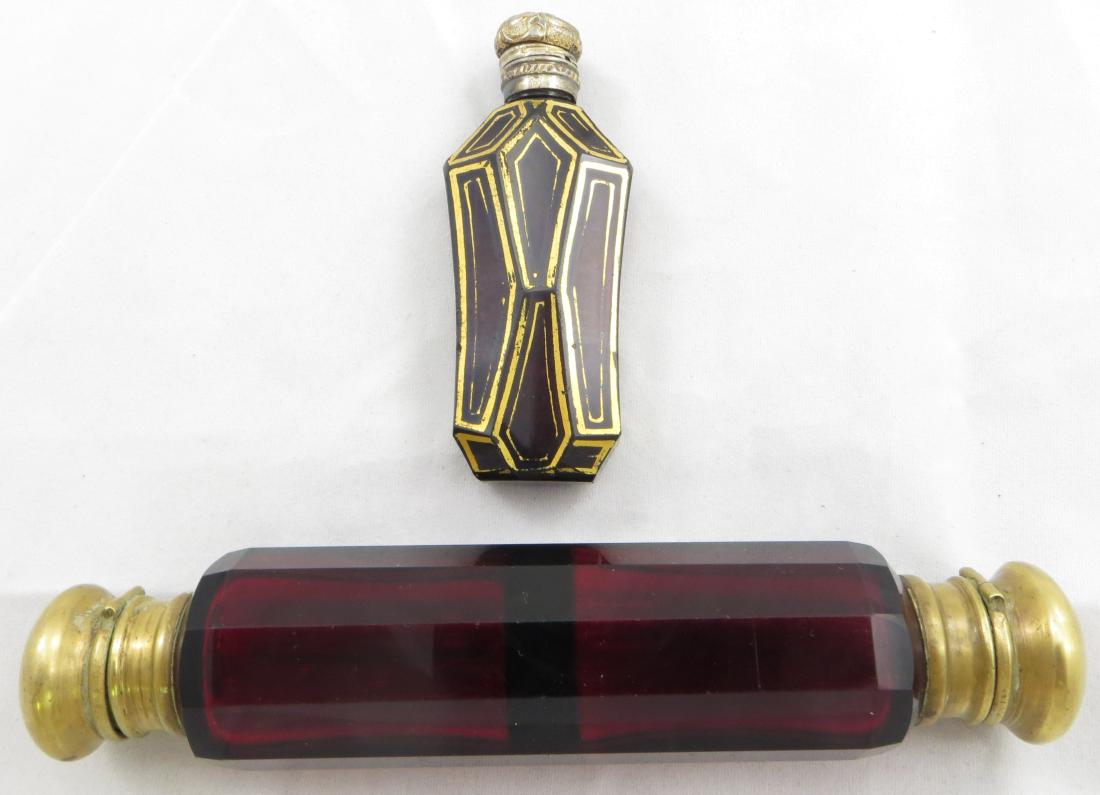(2) VICTORIAN COLORED GLASS SCENT BOTTLES (1 of 7)