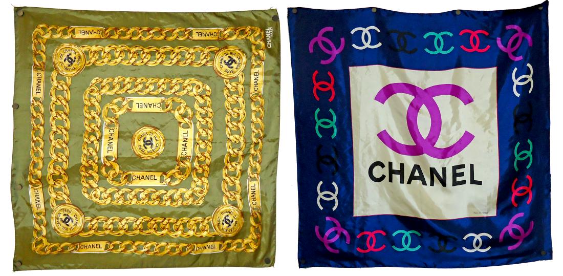 (2) CHANEL SILK LADIES' SCARVES (1 of 12)