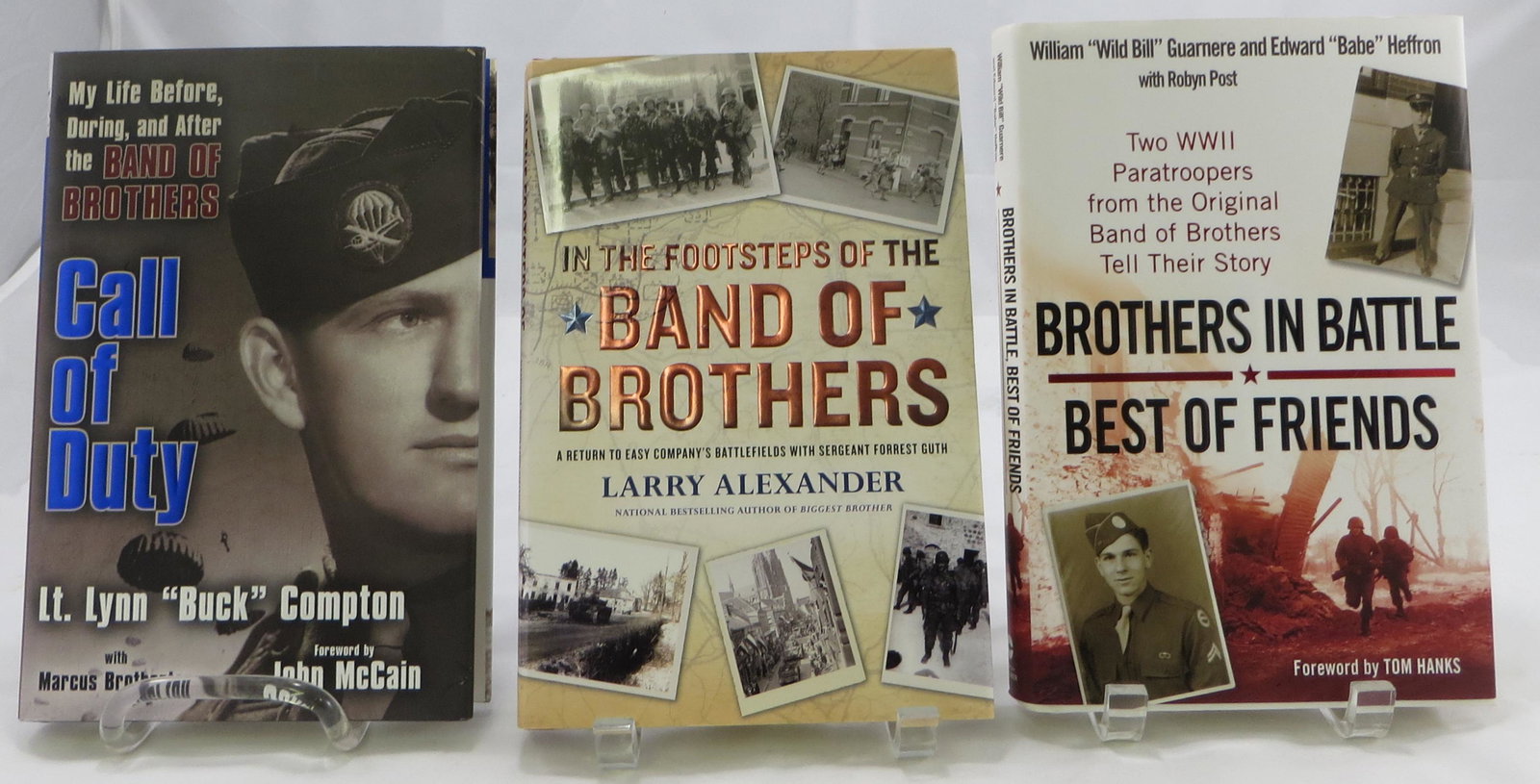 (3) WW2 BOOKS - BAND OF BROTHERS THEME BOOKS: (1) Guarnere, William "Wild Bill" and Heffron, Edward "Babe"; "Brothers in Battle - Best of Friends" - Two WWII Paratroopers from the Original Band of Brothers Tell Their Stories"; Berkley Caliber, Ne