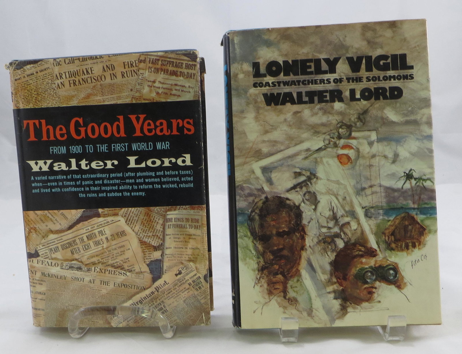(2) WW II BOOKS - by WALTER LORD: (1) " The Good Years", Walter Lord, 1960 1st ed.; (1) " Lonely Vigil", Walter Lord, 1977; both with dust jackets G - VG