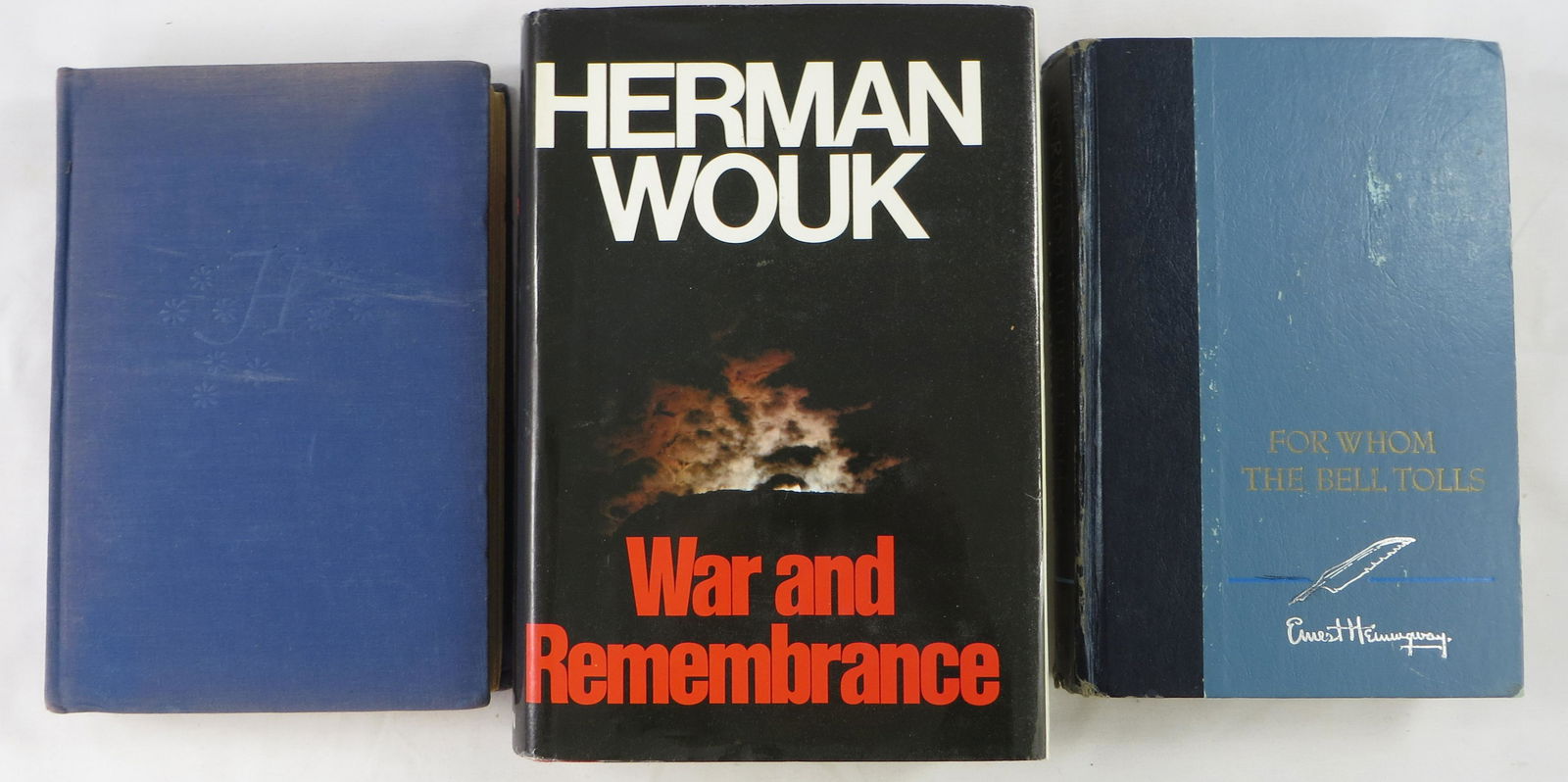 (3) WORLD WAR II BOOKS - NOVELS: (1) "War and Remembrance", Herman Wouk, 1978; (1) "For Whom The Bell Tolls", Ernest Hemingway, 1968; (1) " TheWar Lover", John Hersey, 1959; Dust Jacket on Herman Wouk's book; F - G