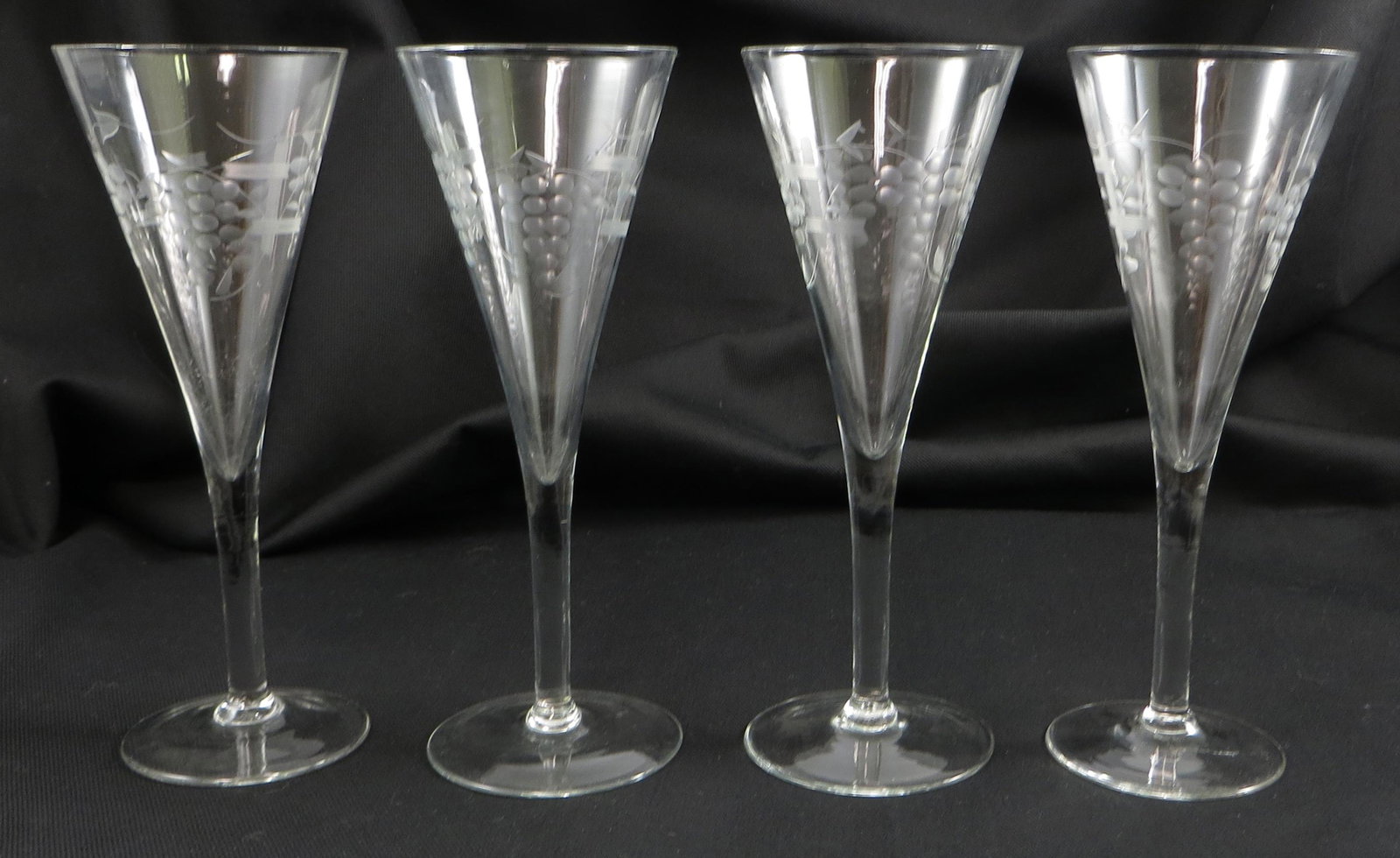 (4) WINE GLASSES - HERMAN GOERING PROVENANCE: Together with handwritten letter of provenance; in 1944 an Army captain was stationed in Germany (location undisclosed) and tasked with the evacuation of the home of Herman Goering, as it was to be us