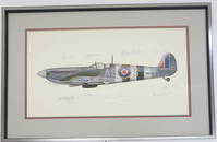 WWII SPITFIRE PRINT (8) PILOTS SIGNED BATTLE OF BRITAIN