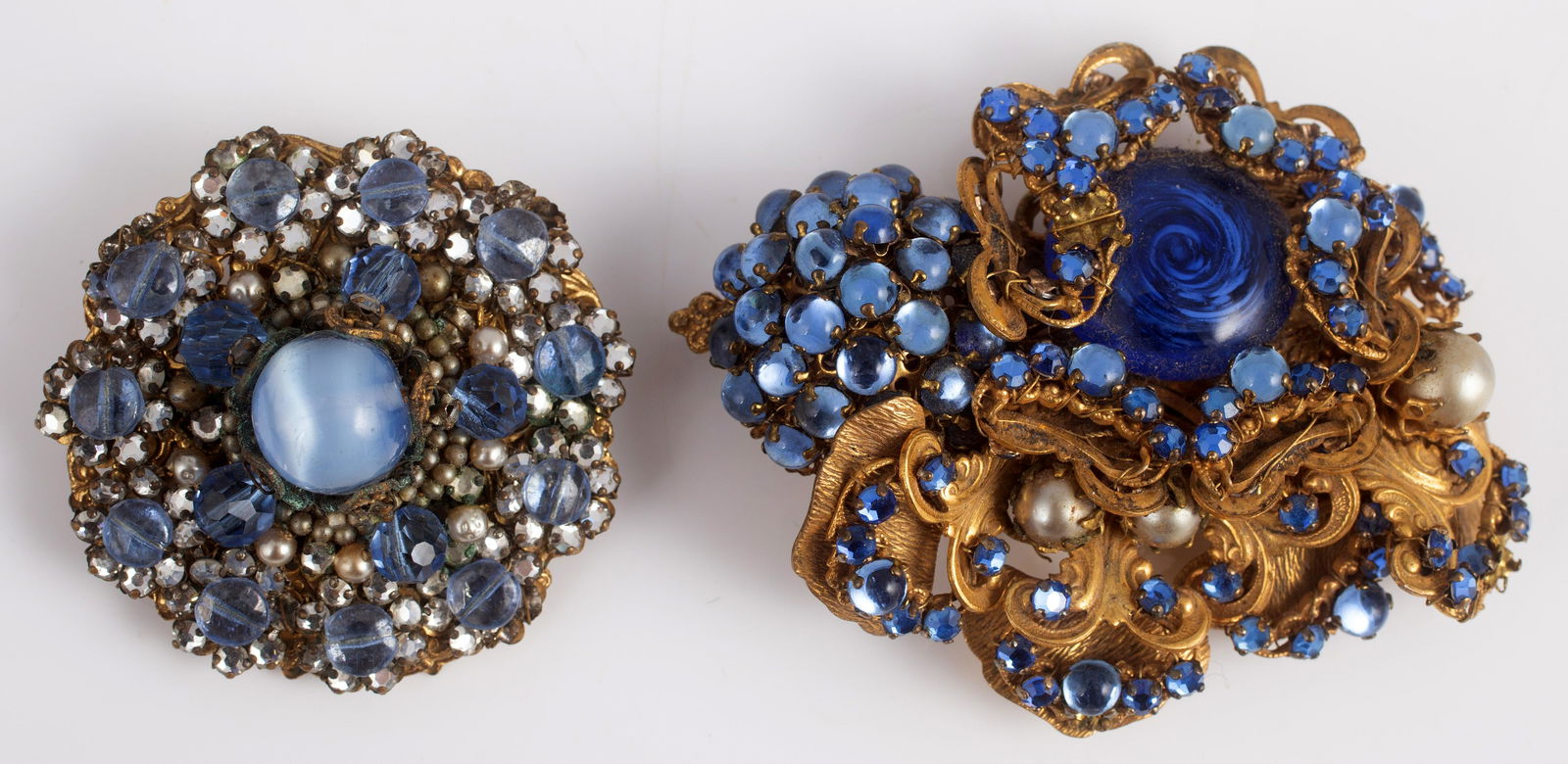 MIRIAM HASKELL BROOCHES (2): Longest 3", VG-EX