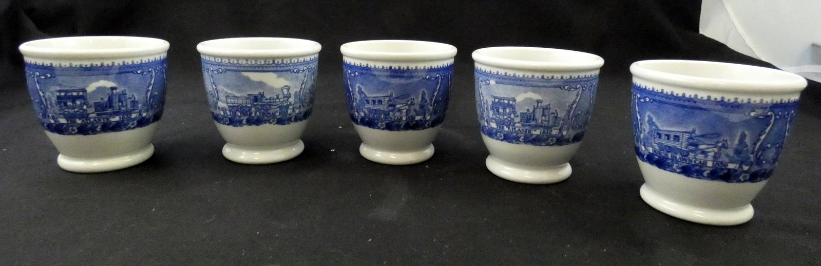 B&O RAILROAD CHINA EGG CUPS (5): Shenango; H-3 1/4", VG-EX