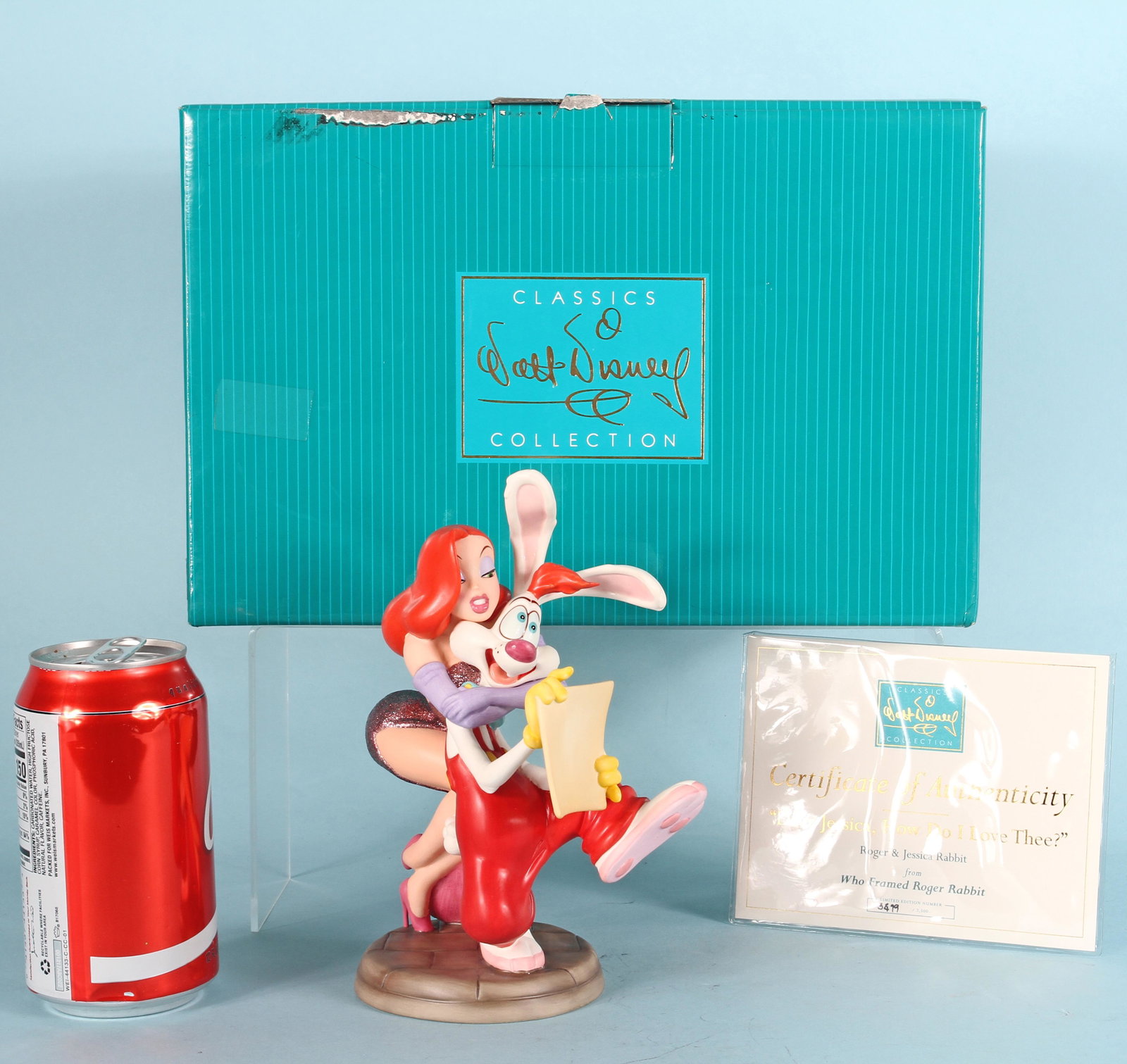 ROGER RABBIT LIMITED EDITION STATUE in BOX: "Who Framed Roger Rabbit" 10th Anniversary Limited Edition, "Dear Jessica, how do I love thee" #3419 of 17500; in original packaging and box; comes with certificate of authenticity; box: 11 1/2" x 7 1