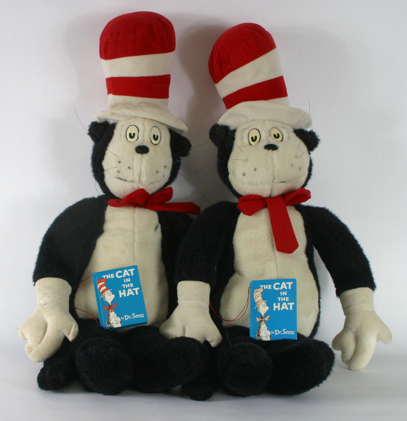 DR. SEUSS CAT-IN-THE-HAT PLUSH TOYS (2): 1995, miniature books attached to hands; H-30", G-VG