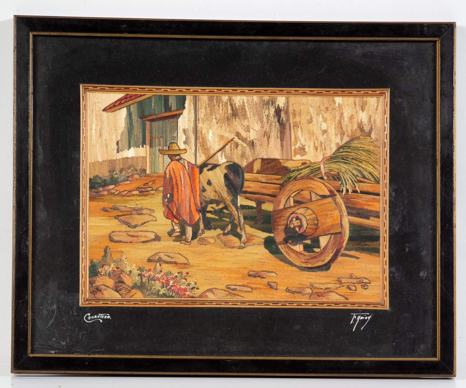 VINTAGE MEXICO POPOTE / POPOTILLO DYED STRAW ART (2) (1 of 4)