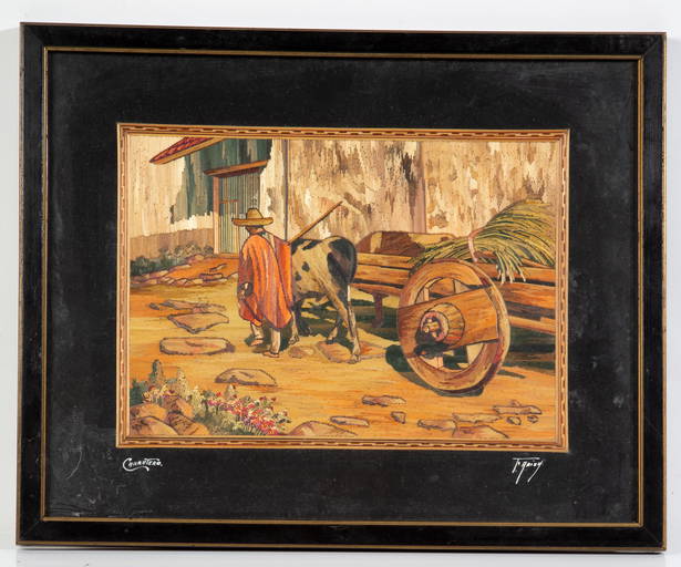 VINTAGE MEXICO POPOTE / POPOTILLO DYED STRAW ART (2) Dec 11, 2021