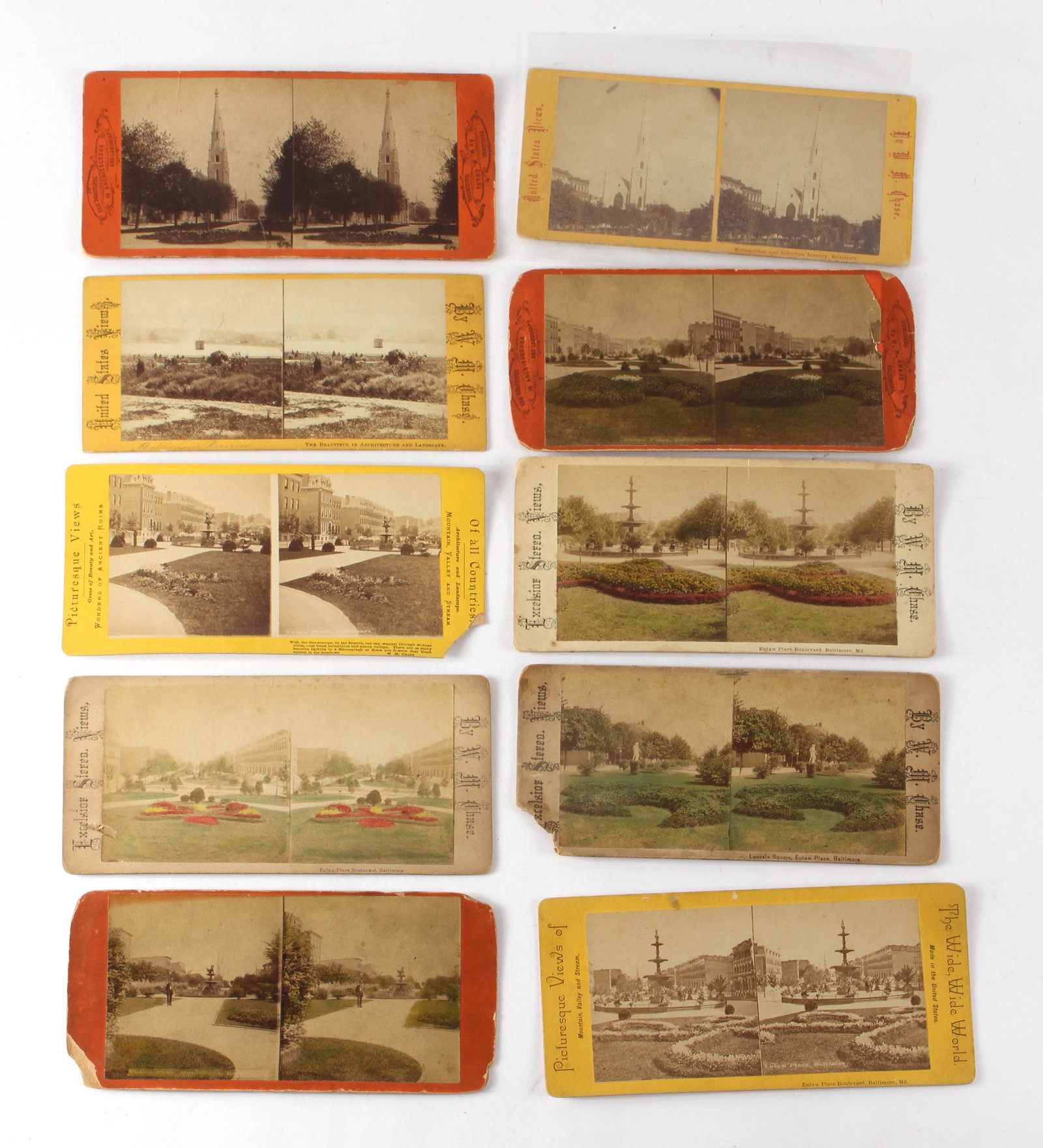 10 VINTAGE BALTIMORE MD STEREOCARDS BOLTON HILL, EUTAW (1 of 1)