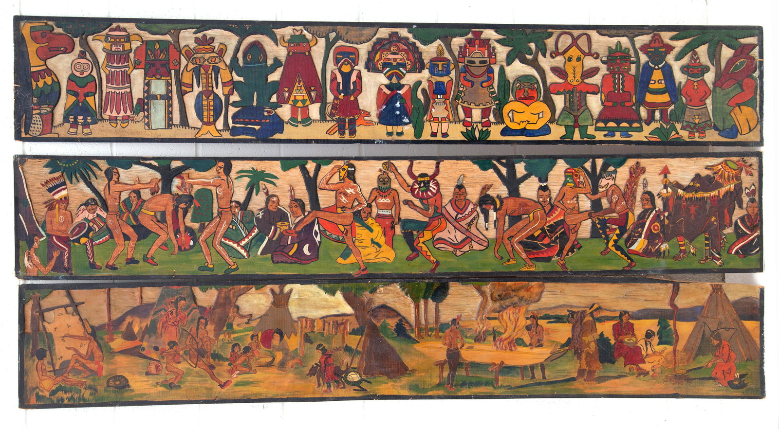 CARVED WOOD INDIAN PANELS (3) (1 of 5)