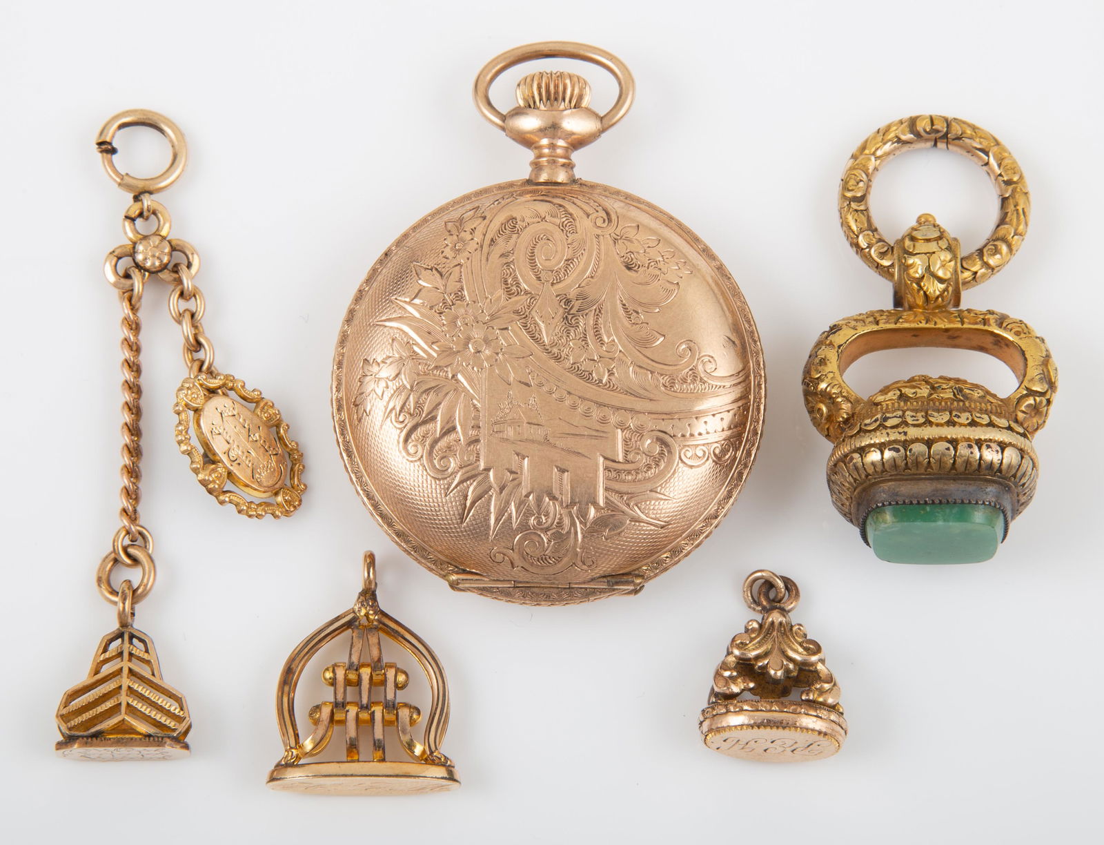 (5) GOLD FILLED POCKET WATCH & WATCH FOBS (0209) on Jun 18, 2022 Over & Above Online Auction