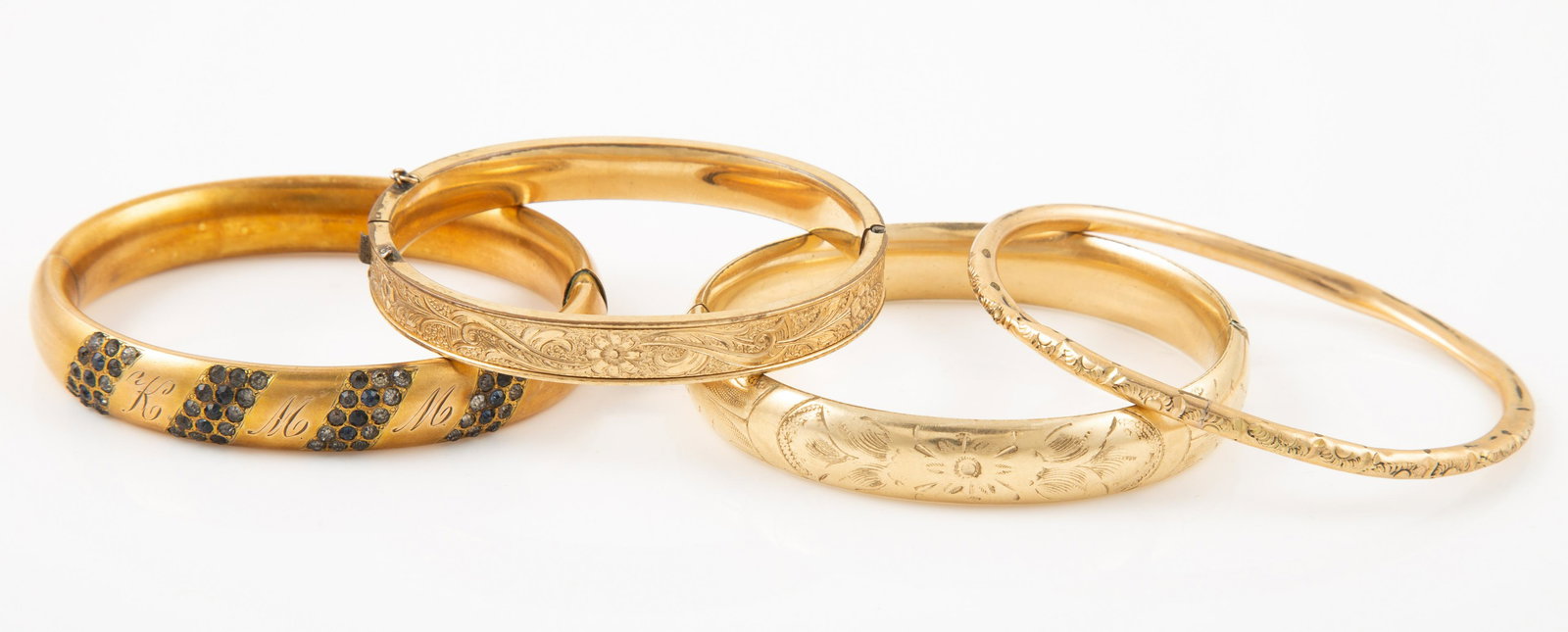 (4) GOLD FILLED BANGLE BRACELETS (1 of 9)