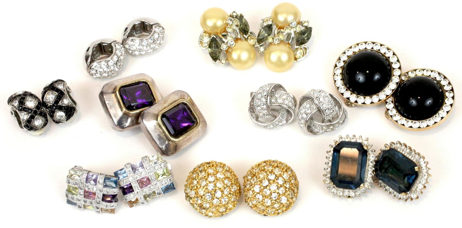 (9) PAIRS RHINESTONE CLIP EARRINGS (1 of 3)