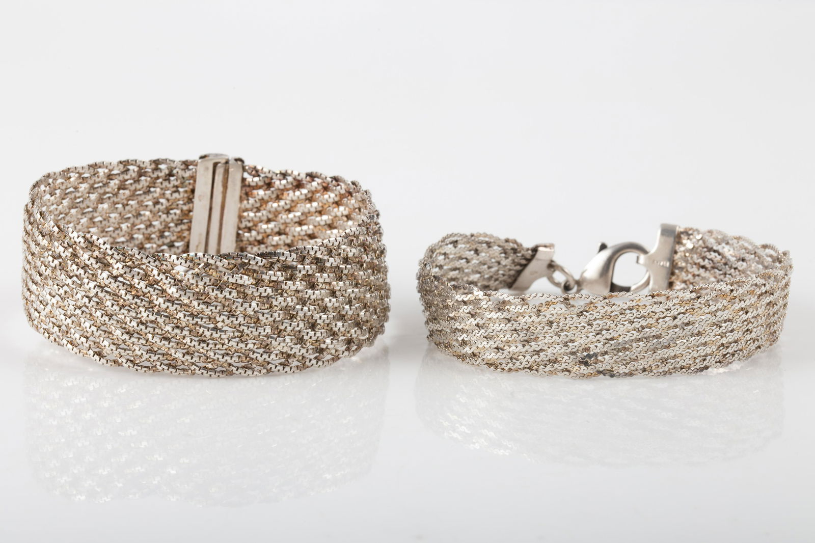 (2) ITALIAN STERLING MESH BRACELETS (1 of 5)