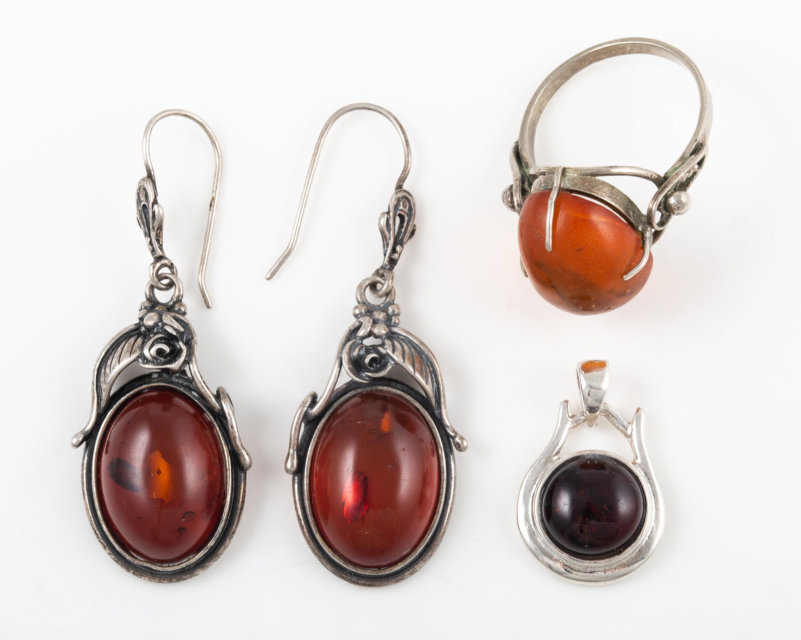 (3) PCS. AMBER & AMBER-LIKE STERLING JEWELRY (1 of 6)