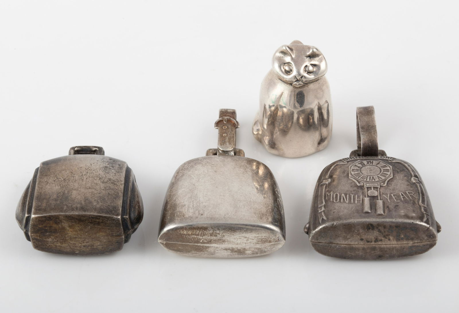 (4) STERLING BIRTH RECORD / RATTLES / BELLS (1 of 8)