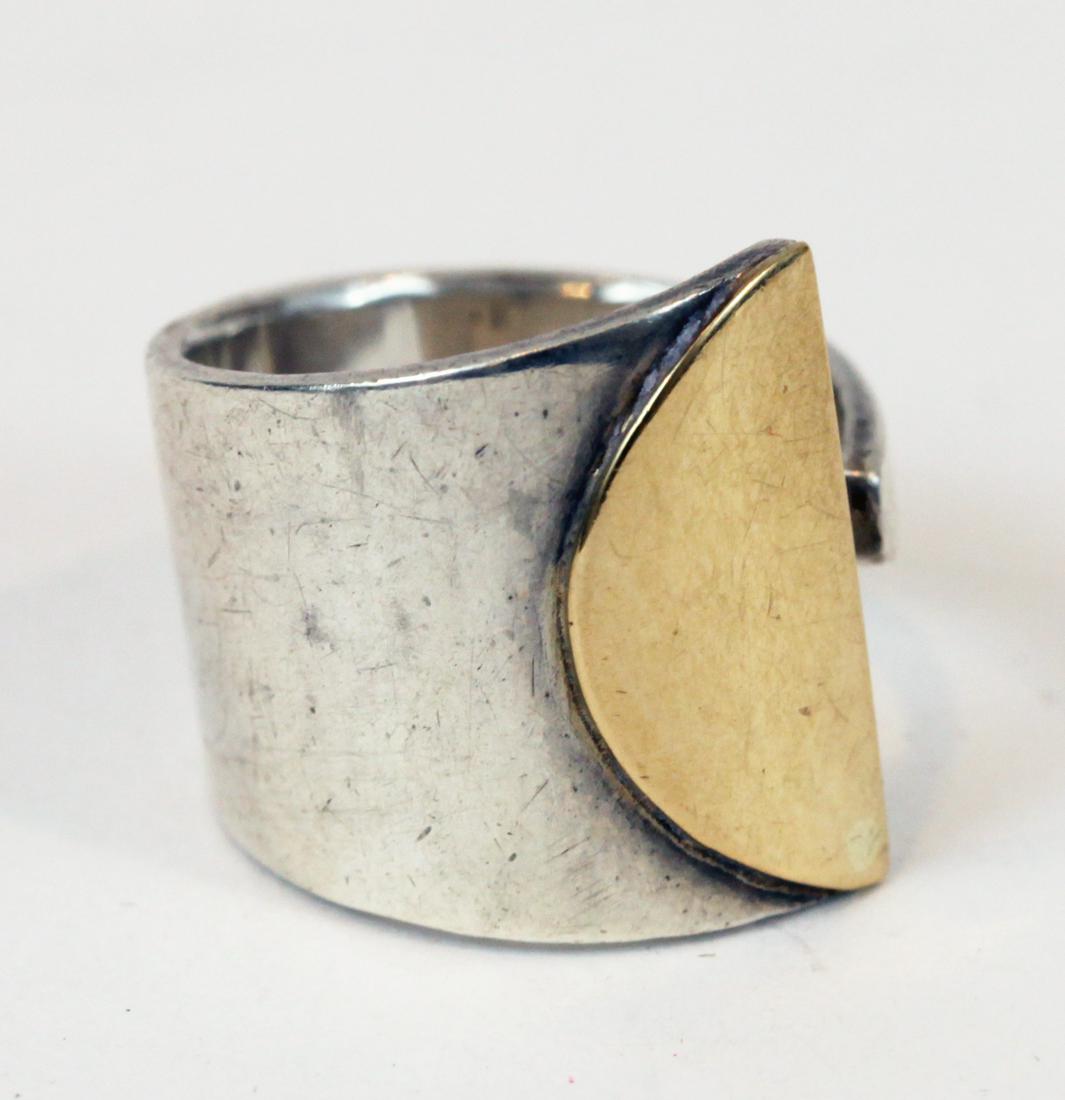 STERLING and 18K MODERNIST RING, SIGNED (1 of 4)