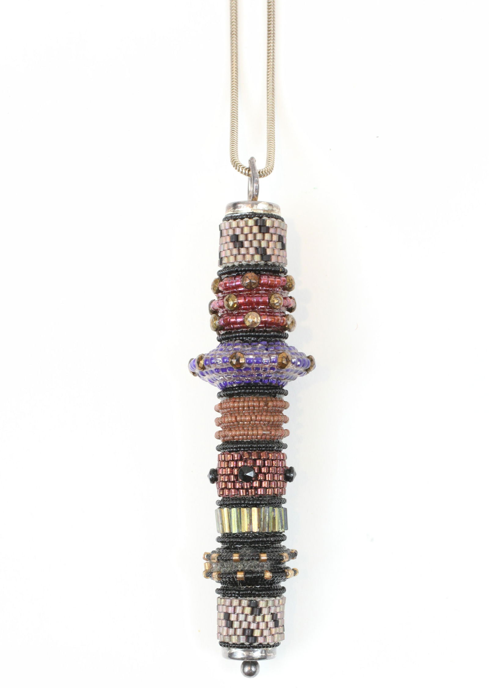 CRAFT MADE VALERIE HECTOR BEADWORK PENDANT with STERLING CHAIN (1 of 7)