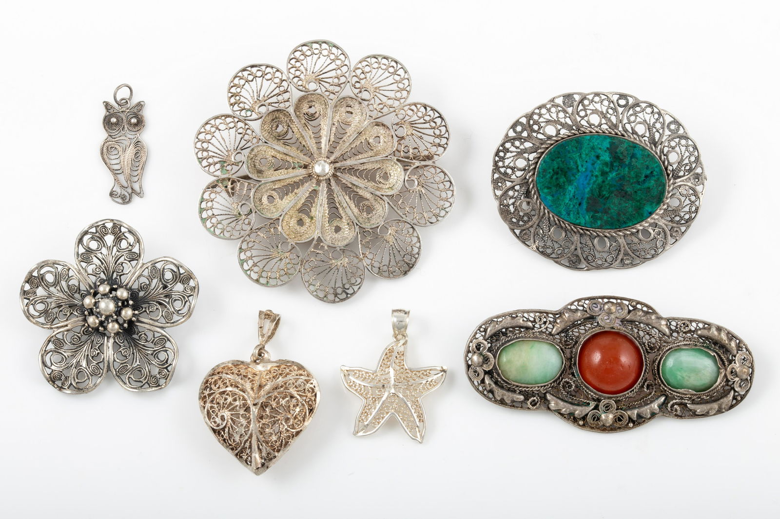 (7) PCS. STERLING & SILVER FILIGREE JEWELRY (1 of 8)