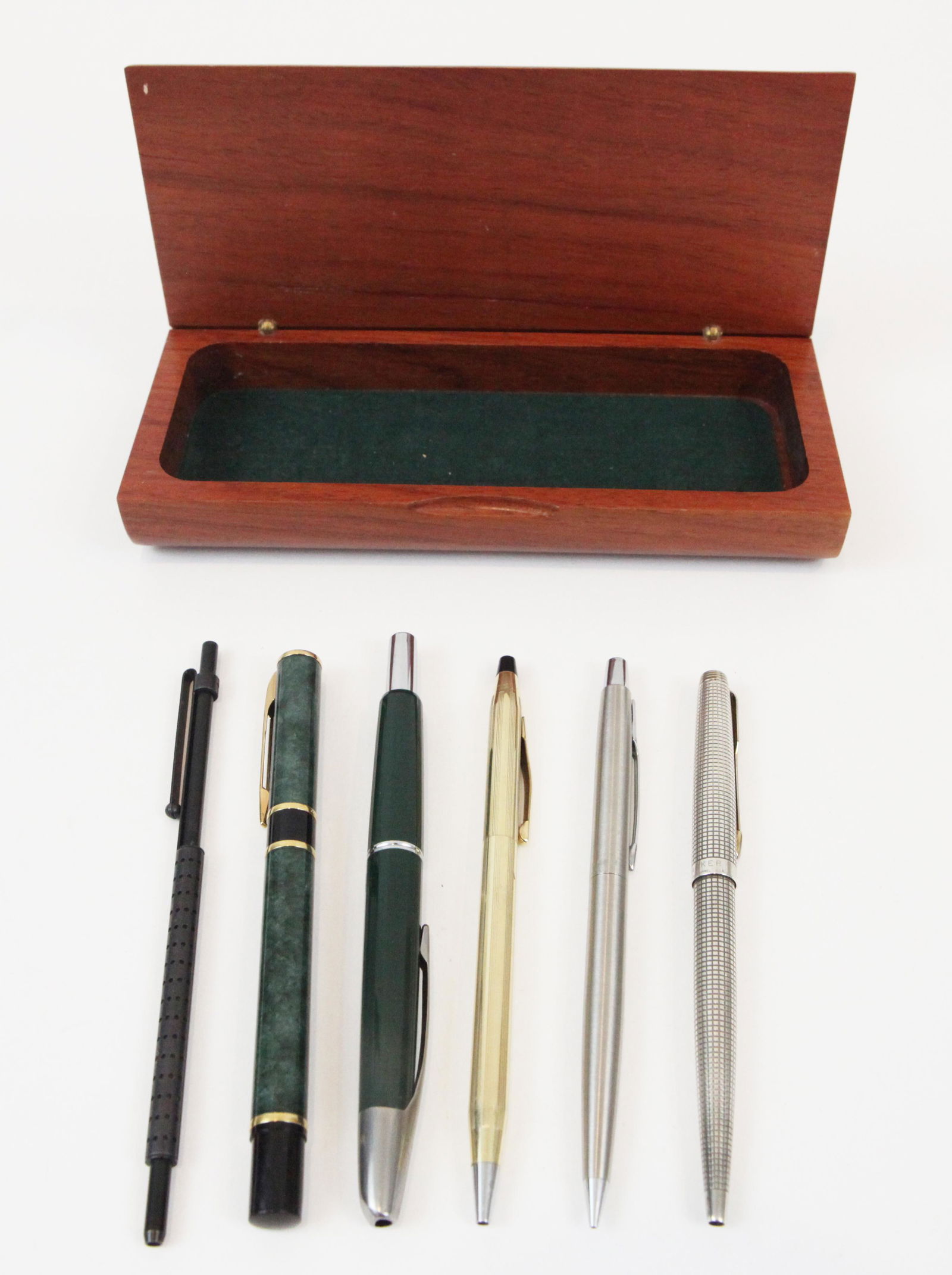 (7) PCS VINTAGE PENS, PENCILS & WOOD BOX (1 of 5)