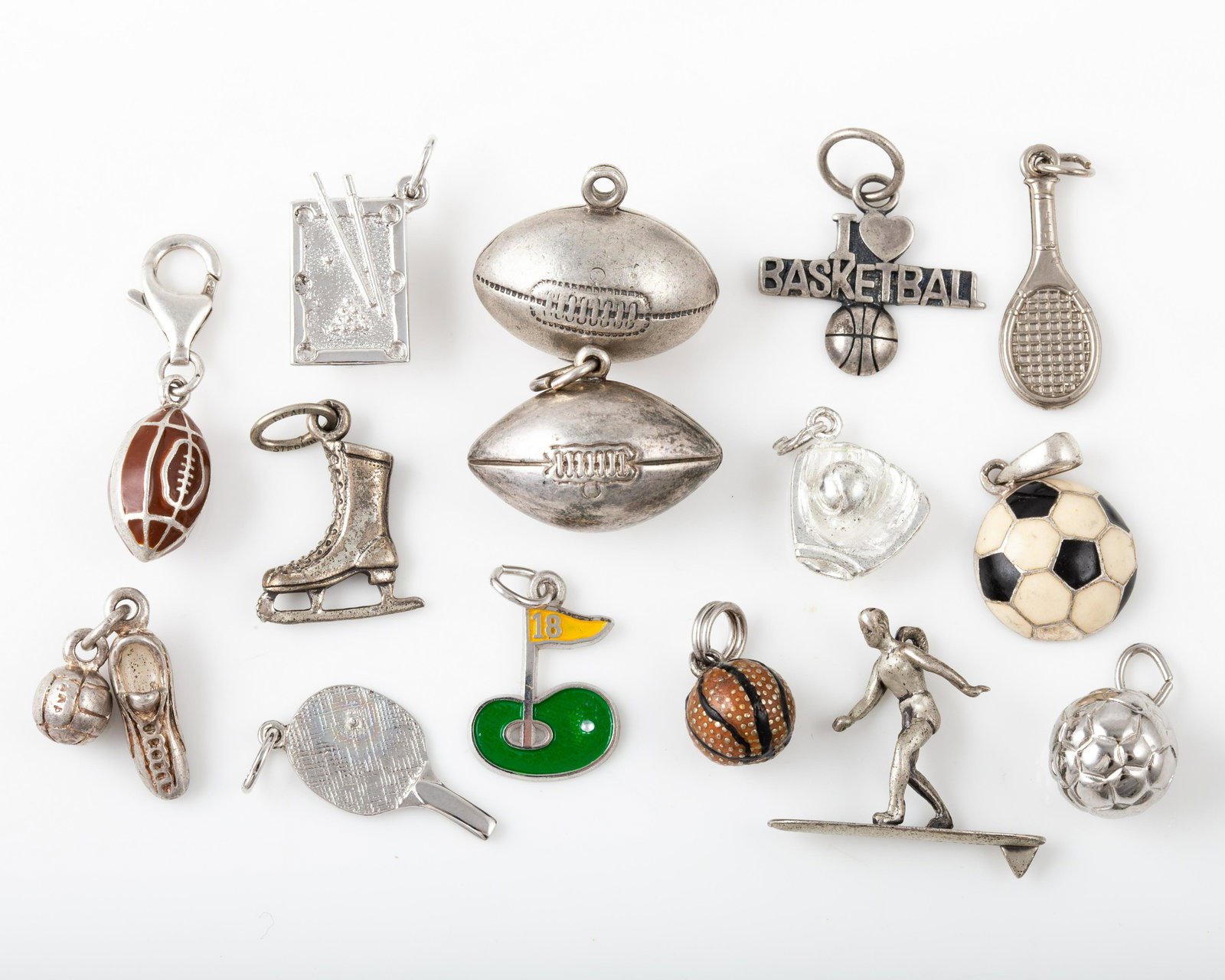 (15) SPORT THEMED STERLING CHARMS (1 of 6)