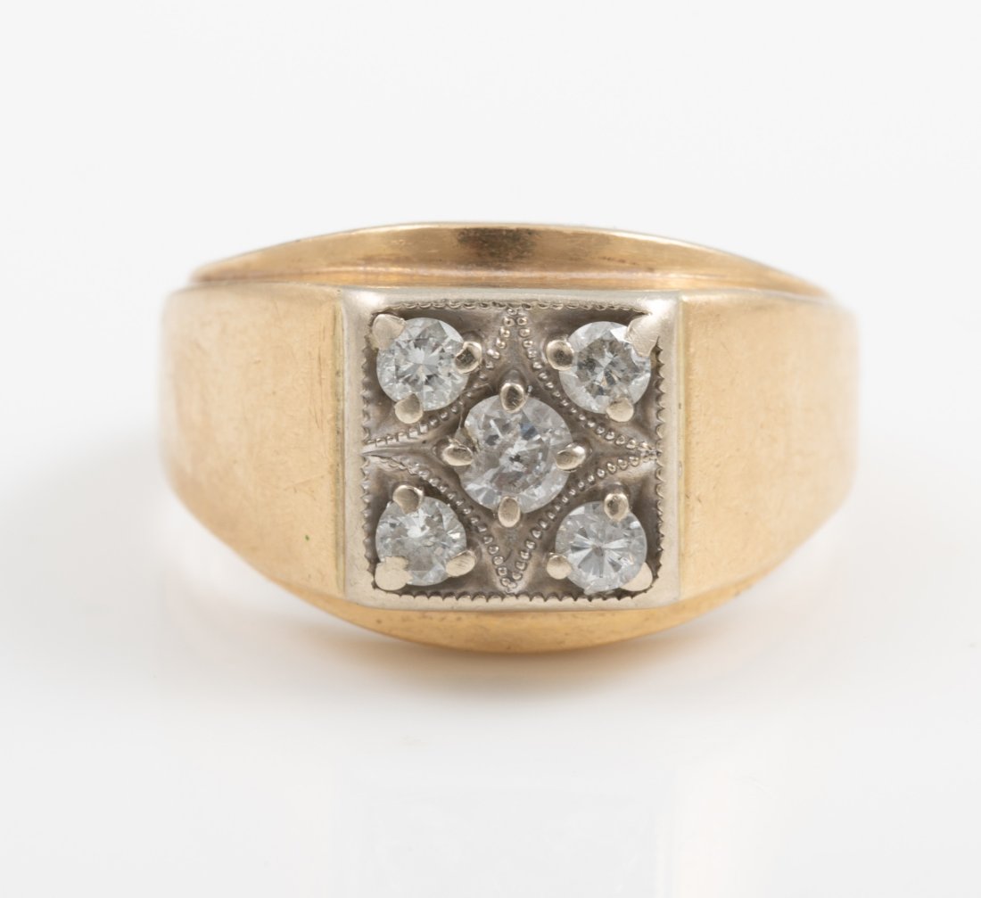 MENS 14K GOLD & DIAMOND RING (1 of 5)