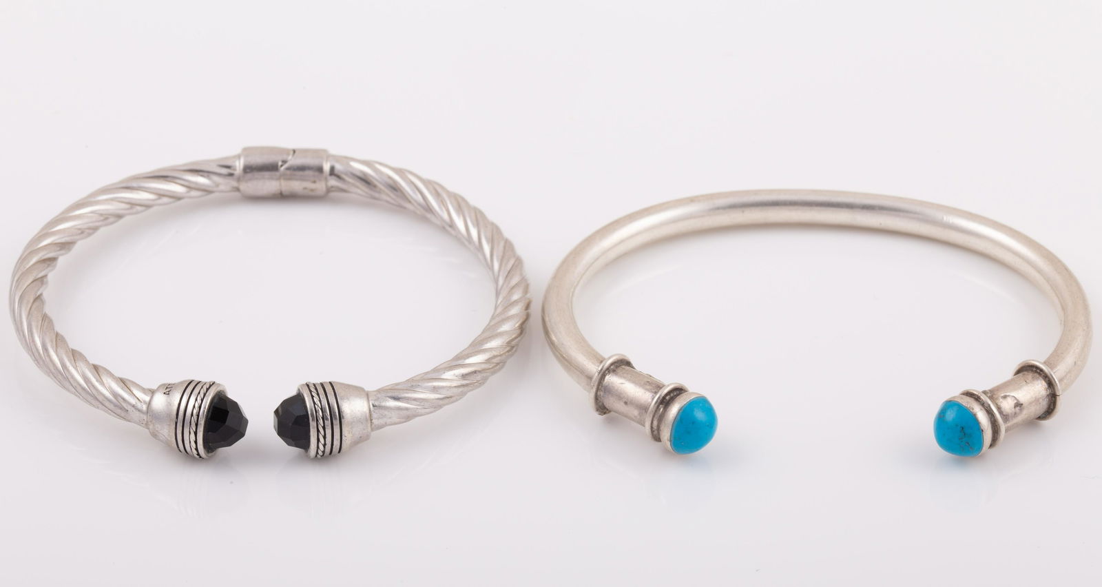 (2) DESIGNER CUFF STYLE STERLING BRACELETS (1 of 6)